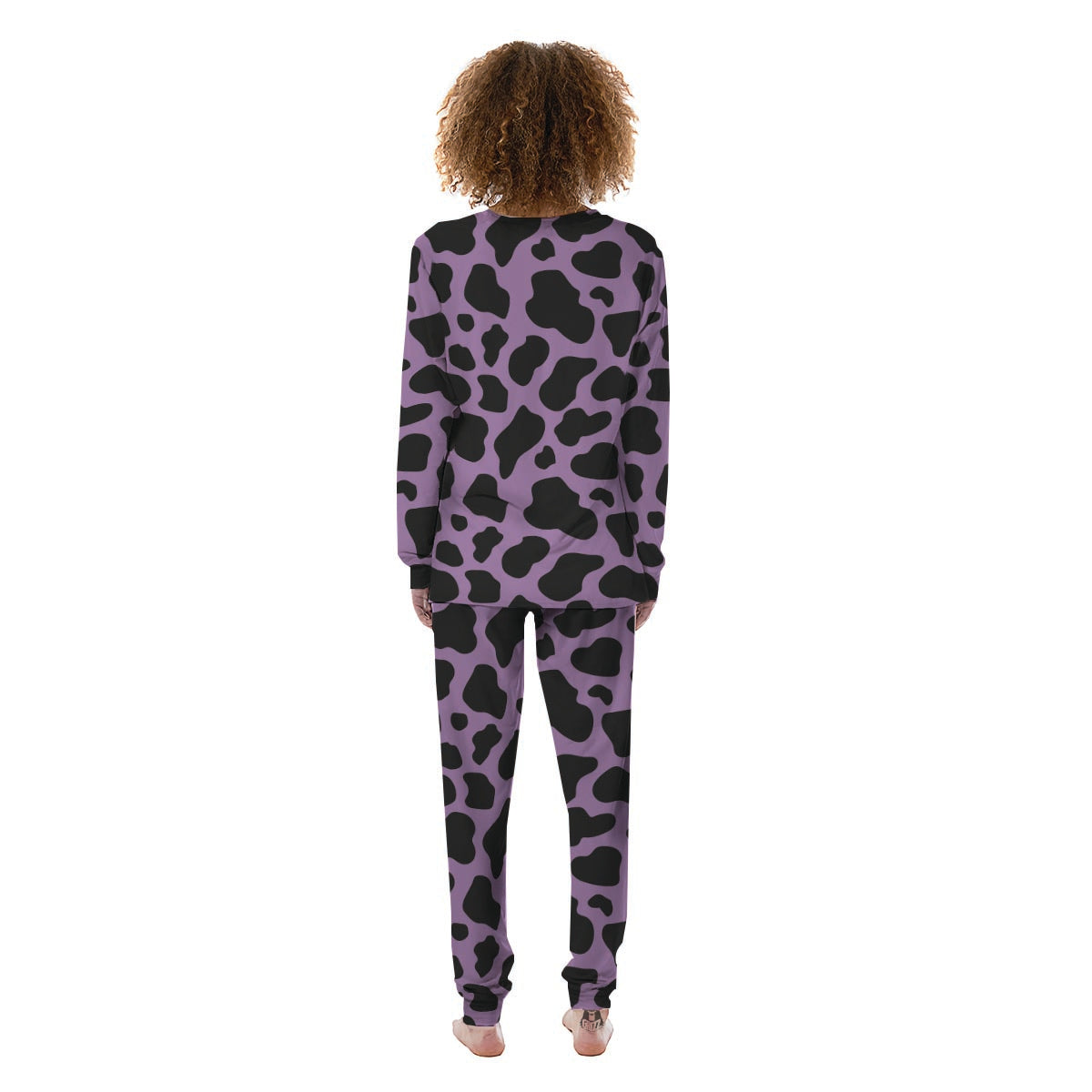 Black And Purple Cow Print Women's Pajamas-grizzshop