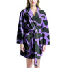 Black And Purple Cow Print Women's Robe-grizzshop