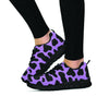 Black And Purple Cow Print Women's Sneakers-grizzshop