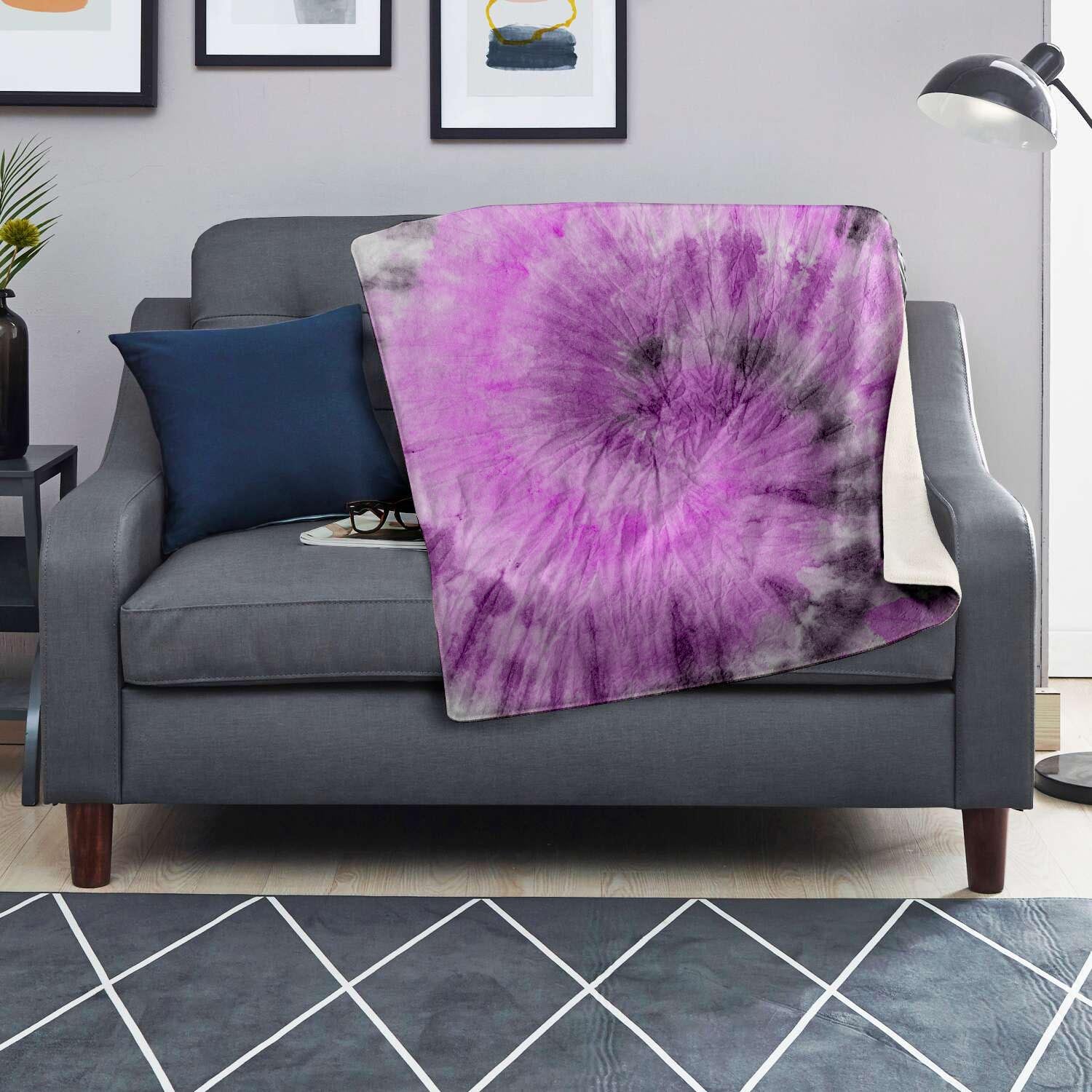 Black And Purple Tie Dye Blanket-grizzshop