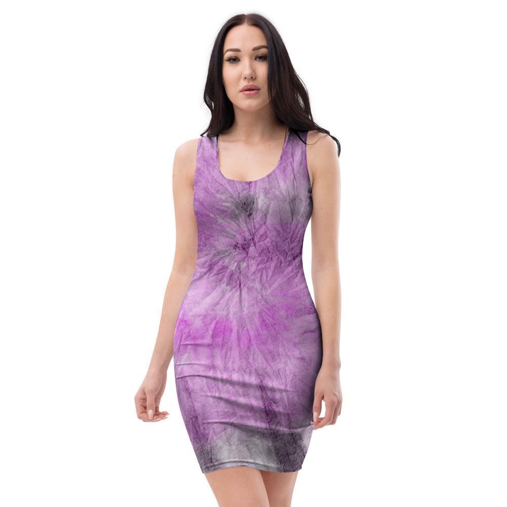 Black And Purple Tie Dye Bodycon Dress-grizzshop