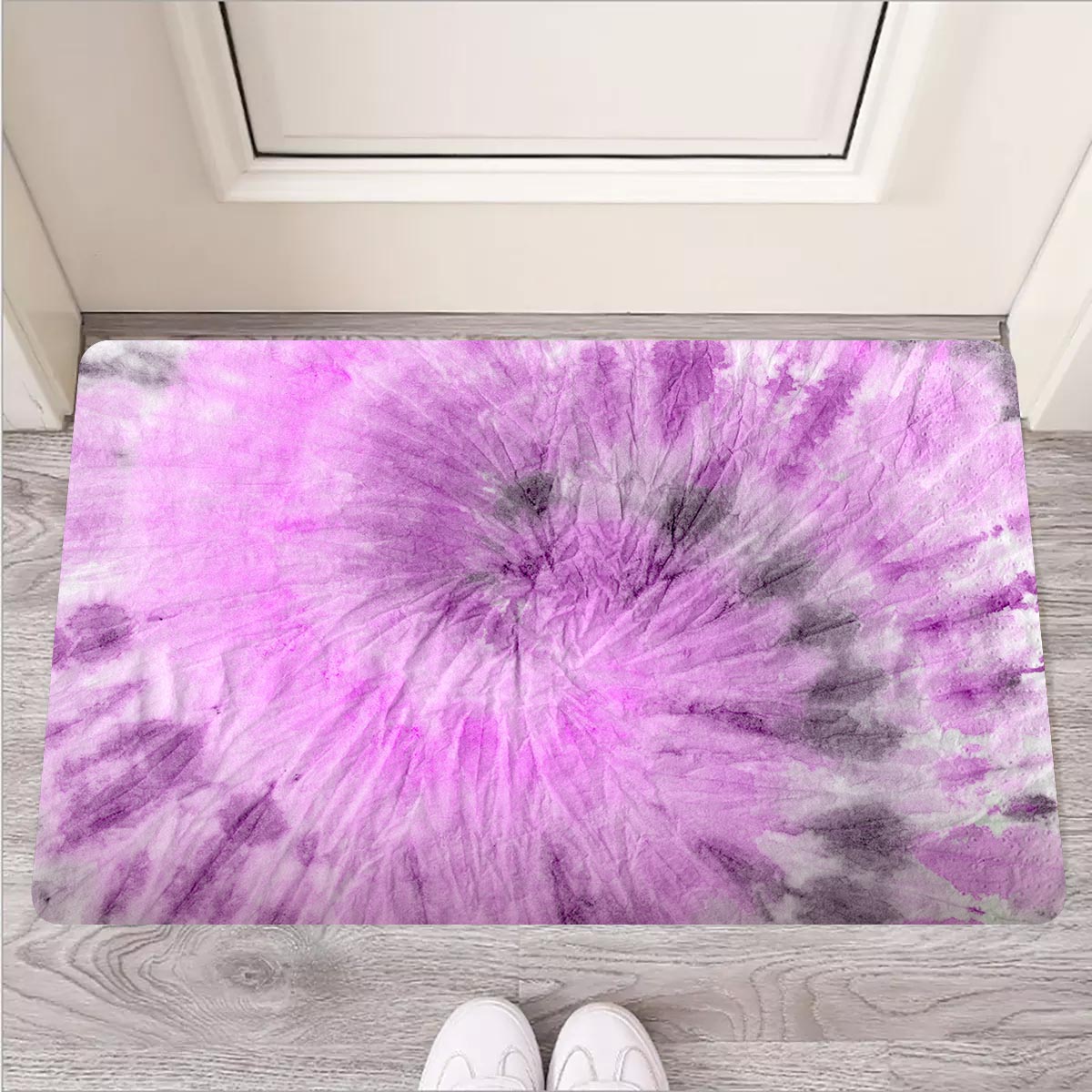 Black And Purple Tie Dye Door Mat-grizzshop