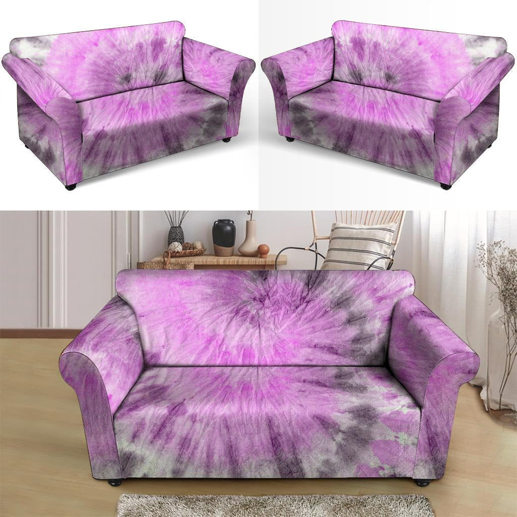 Black And Purple Tie Dye Loveseat Cover-grizzshop