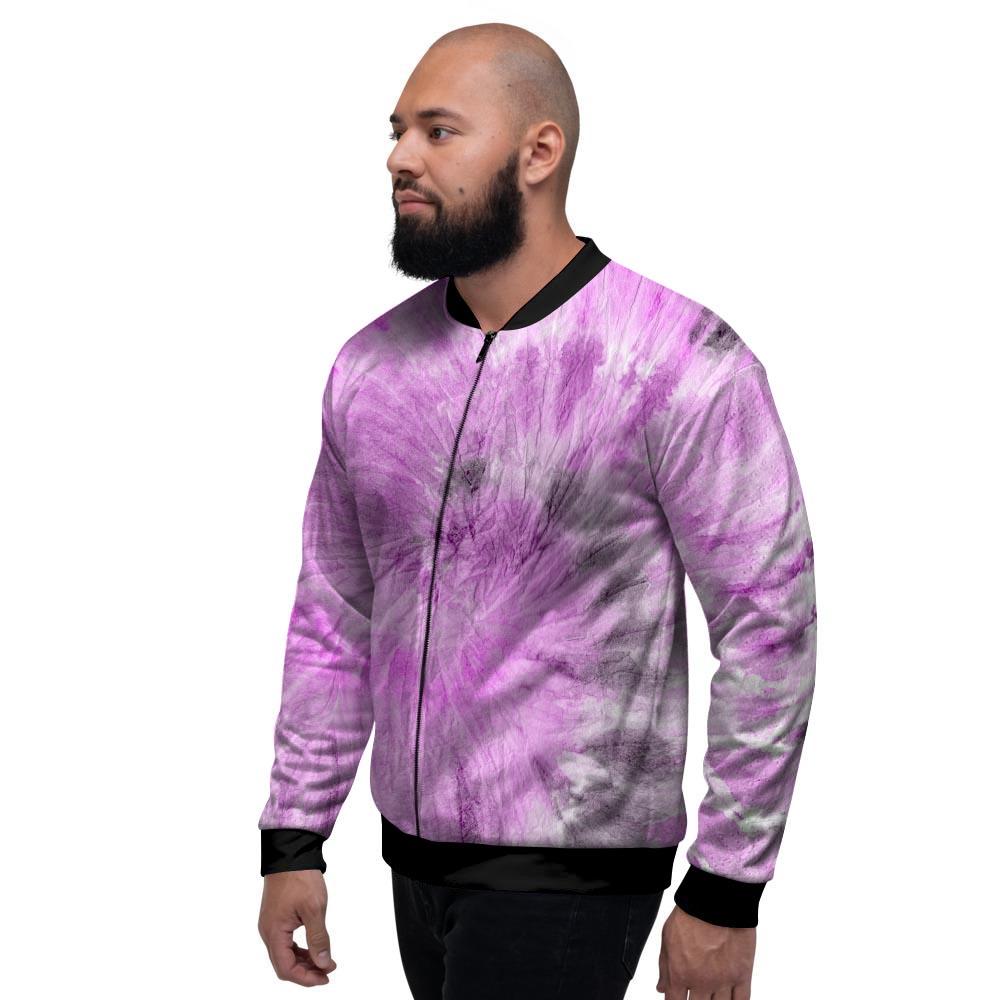 Black And Purple Tie Dye Men's Bomber Jacket-grizzshop