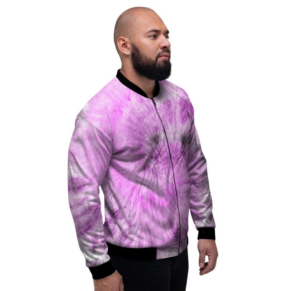 Black And Purple Tie Dye Men's Bomber Jacket-grizzshop