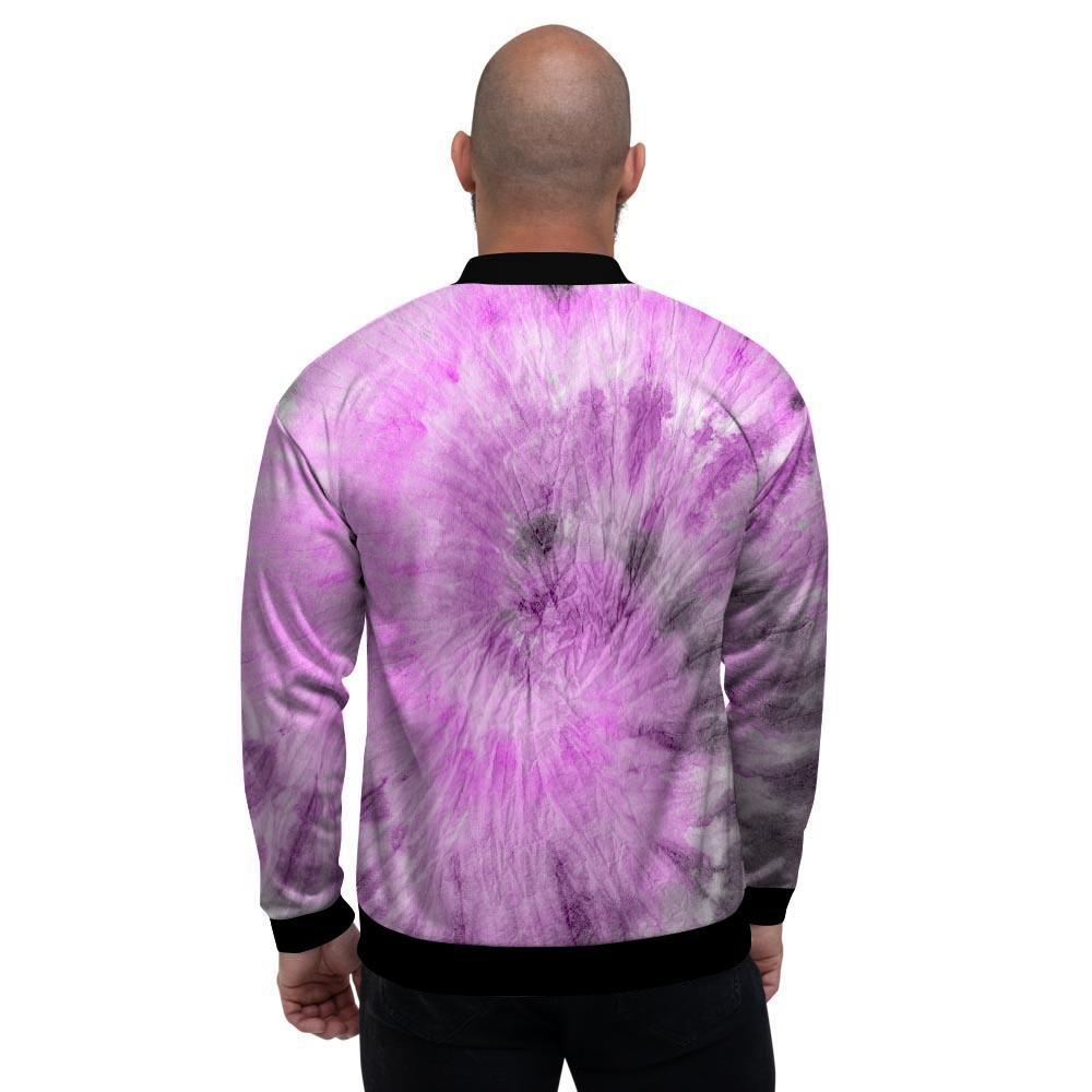 Black And Purple Tie Dye Men's Bomber Jacket-grizzshop