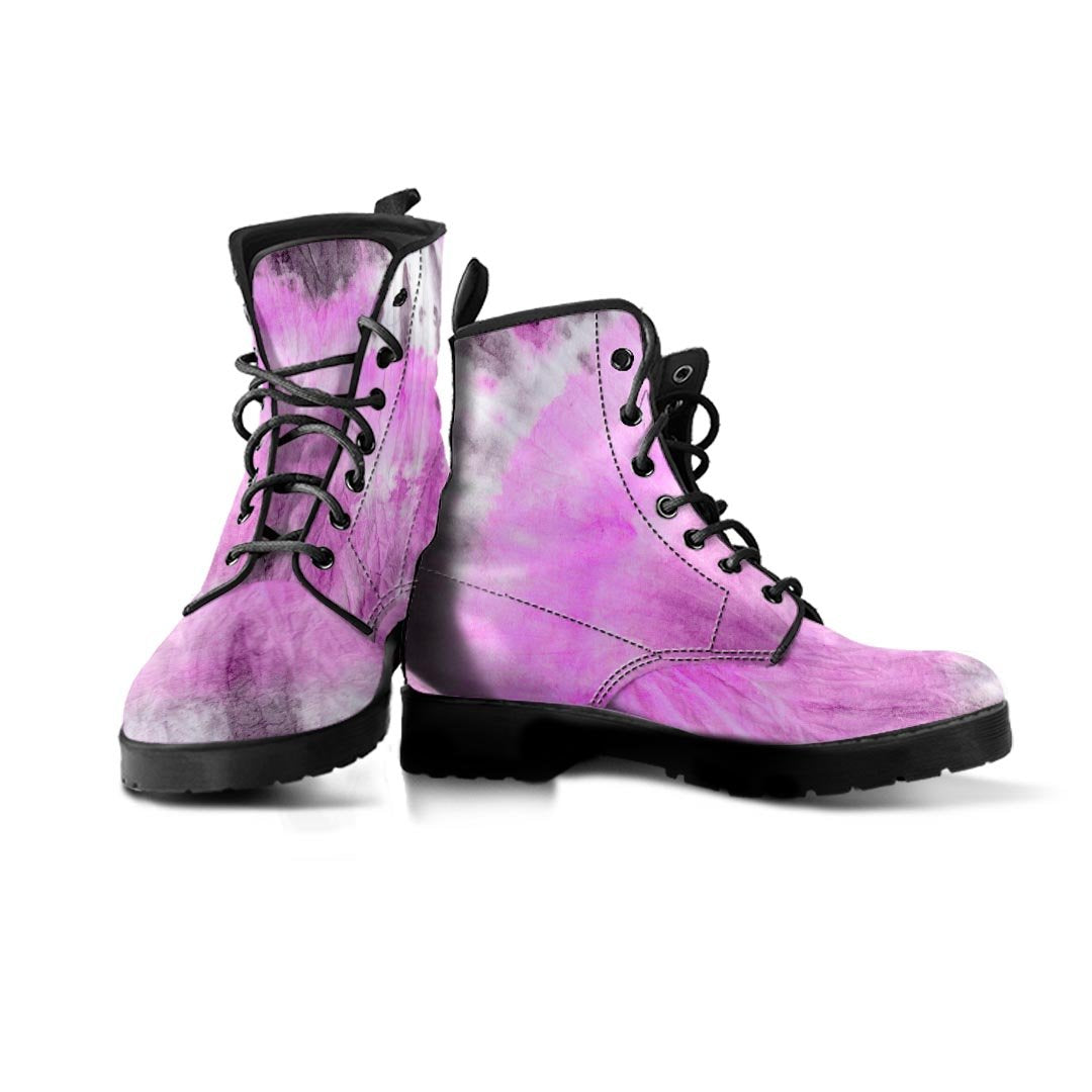 Black And Purple Tie Dye Men's Boots-grizzshop