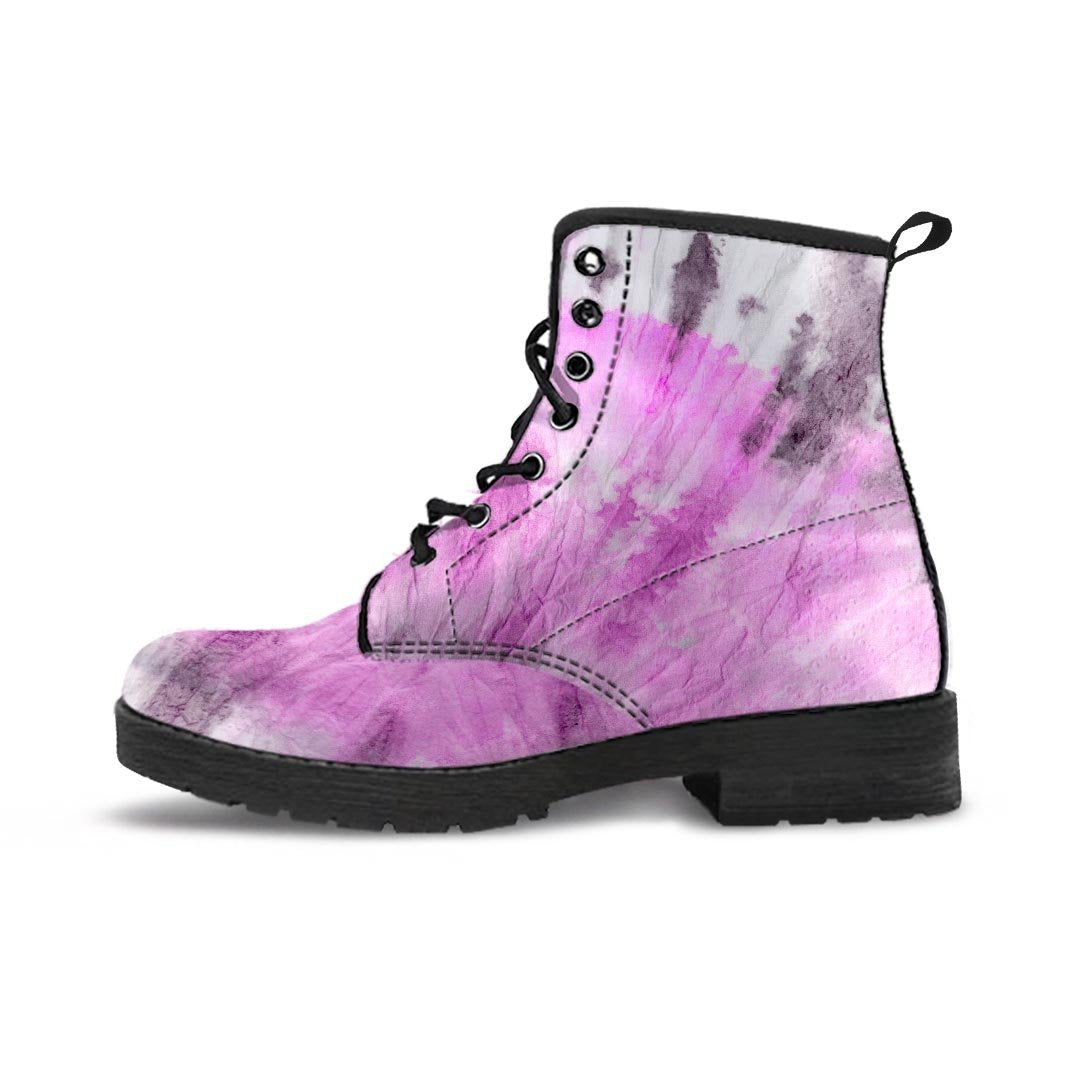 Black And Purple Tie Dye Men's Boots-grizzshop