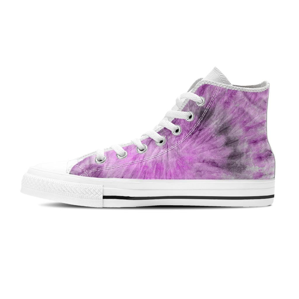 Black And Purple Tie Dye Men's High Top Shoes-grizzshop