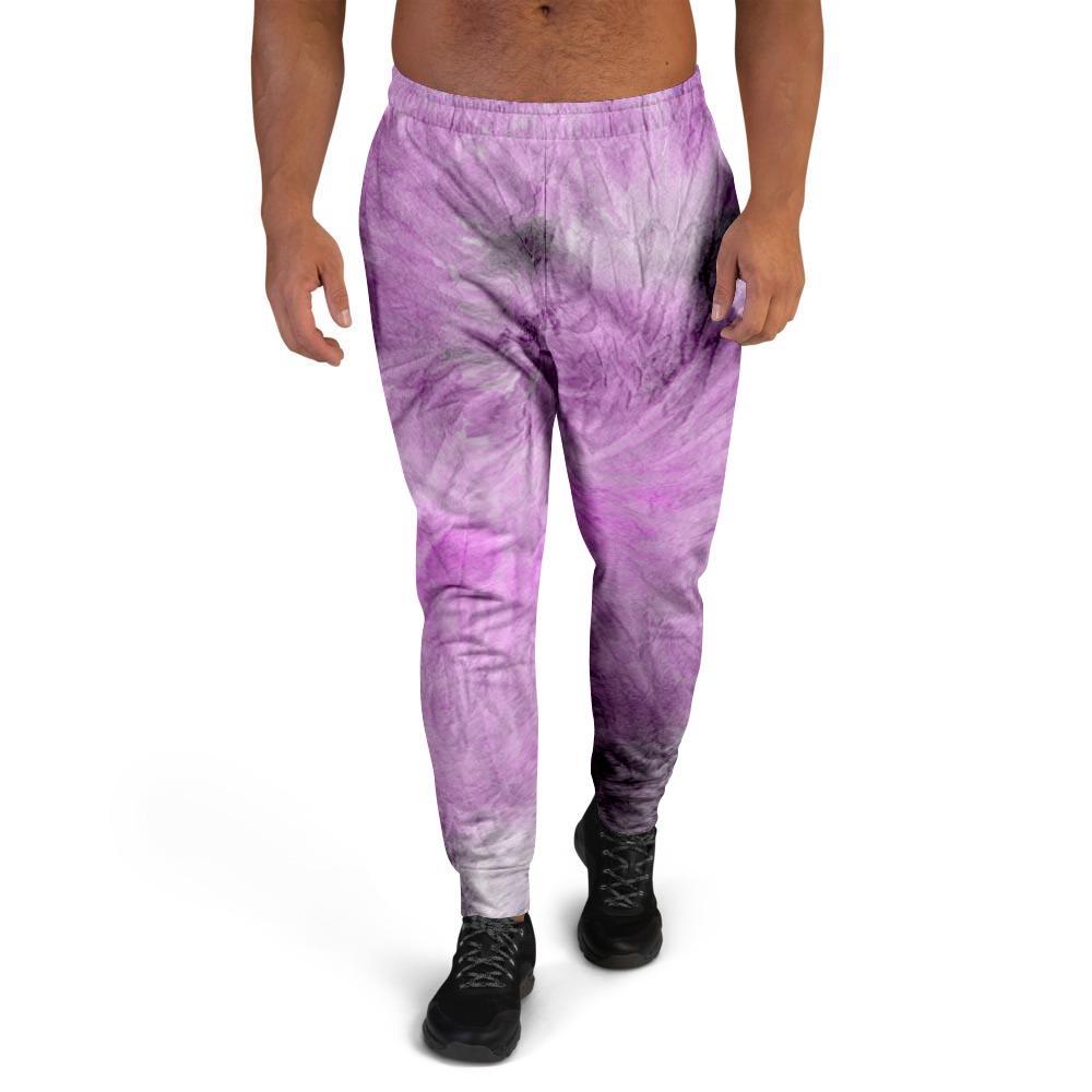 Black And Purple Tie Dye Men's Joggers-grizzshop