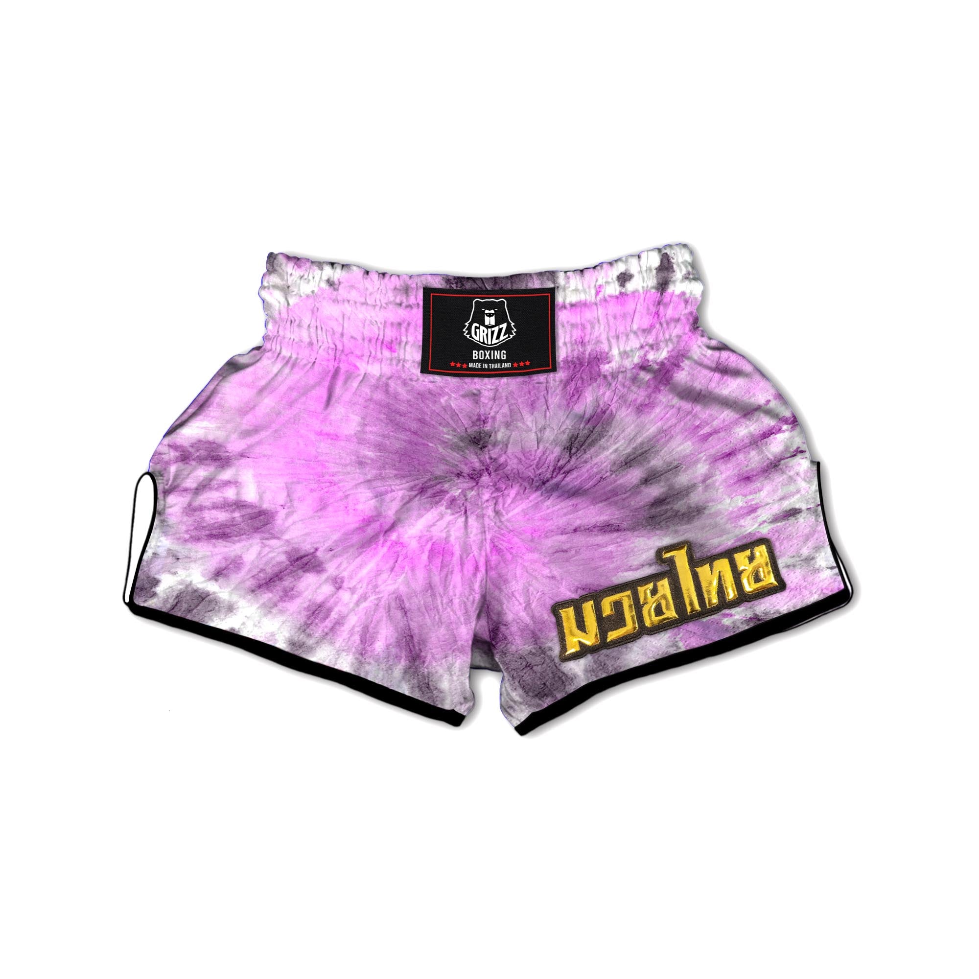 Black And Purple Tie Dye Muay Thai Boxing Shorts-grizzshop