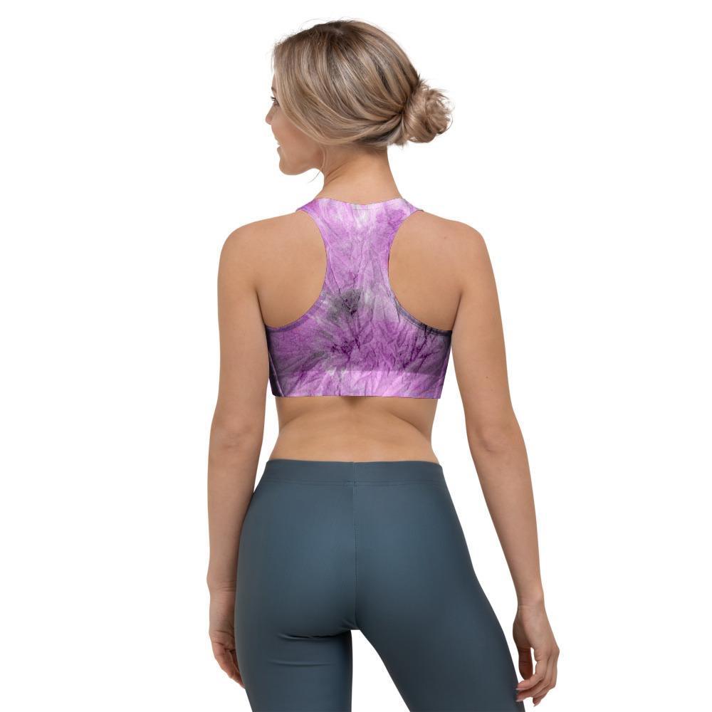 Black And Purple Tie Dye Sports Bra-grizzshop