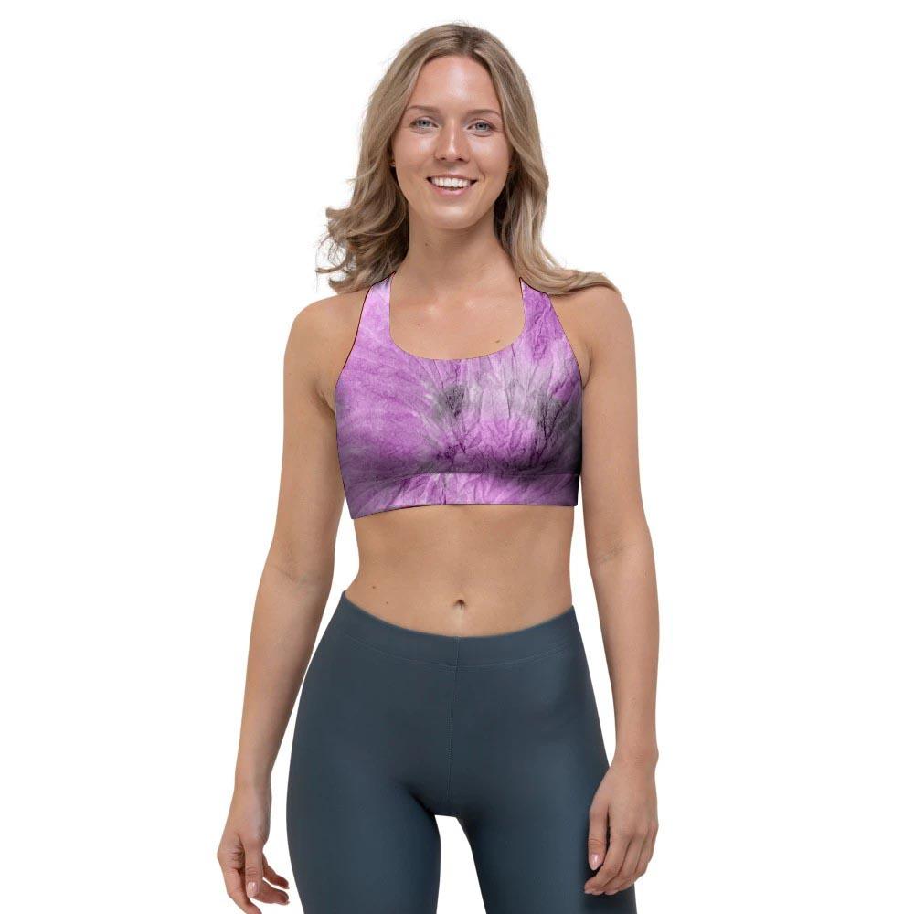 Black And Purple Tie Dye Sports Bra-grizzshop