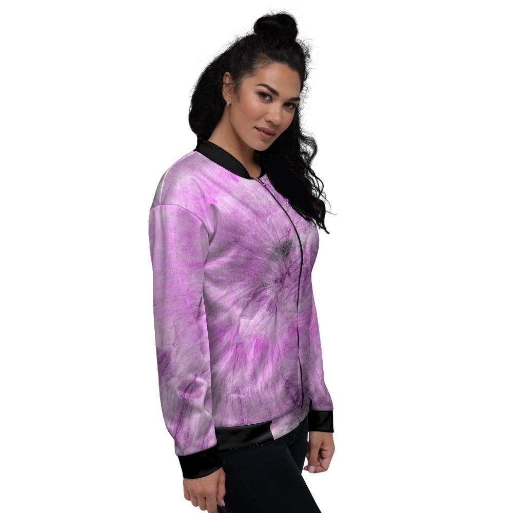 Black And Purple Tie Dye Women's Bomber Jacket-grizzshop