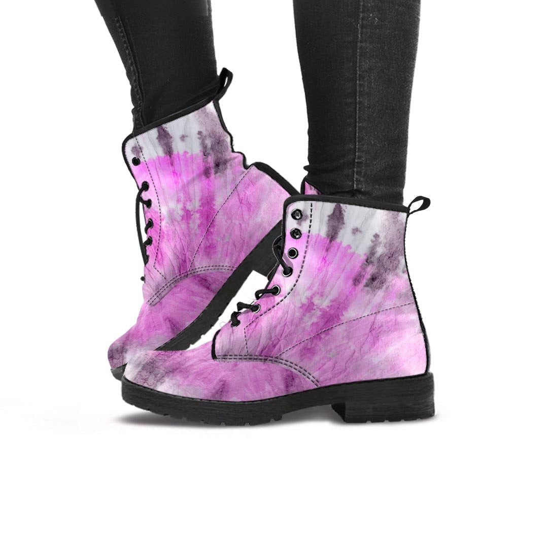 Black And Purple Tie Dye Women's Boots-grizzshop