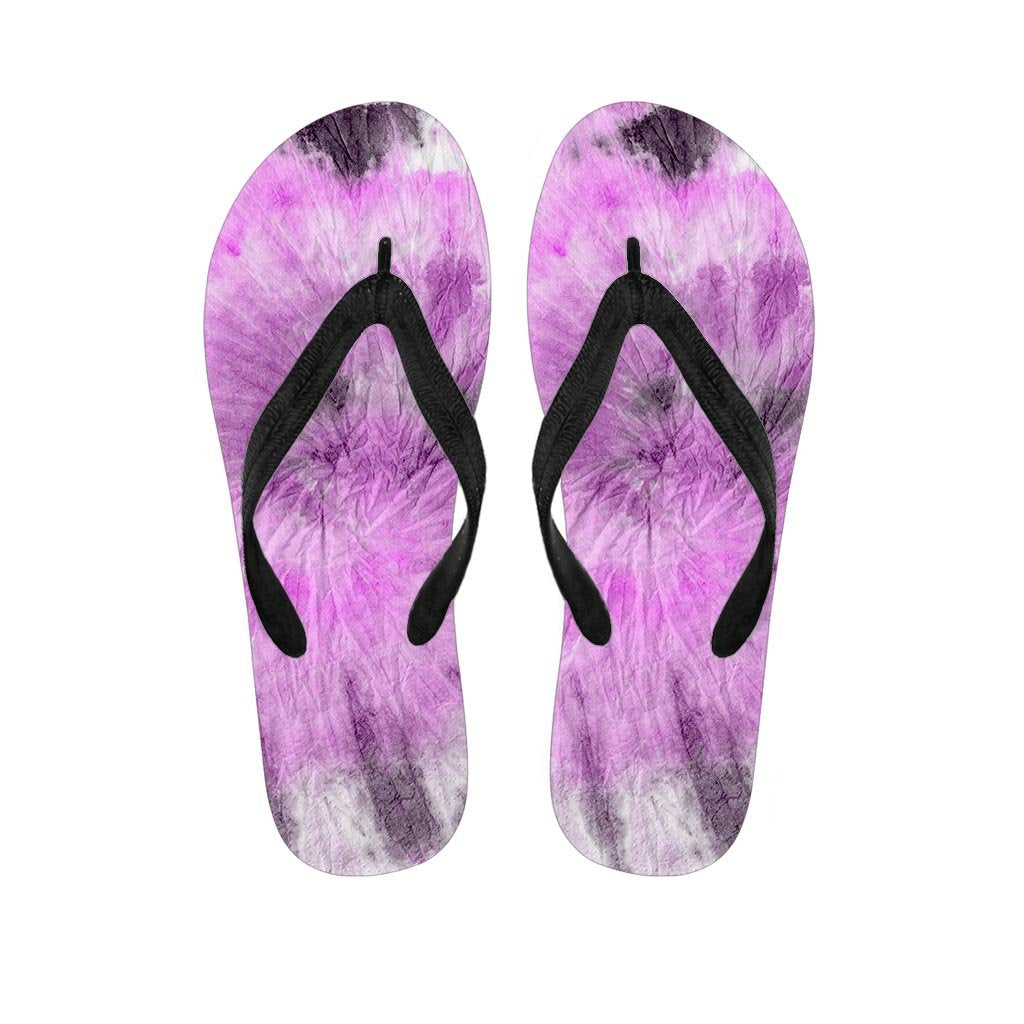 Black And Purple Tie Dye Women's Flip Flops-grizzshop