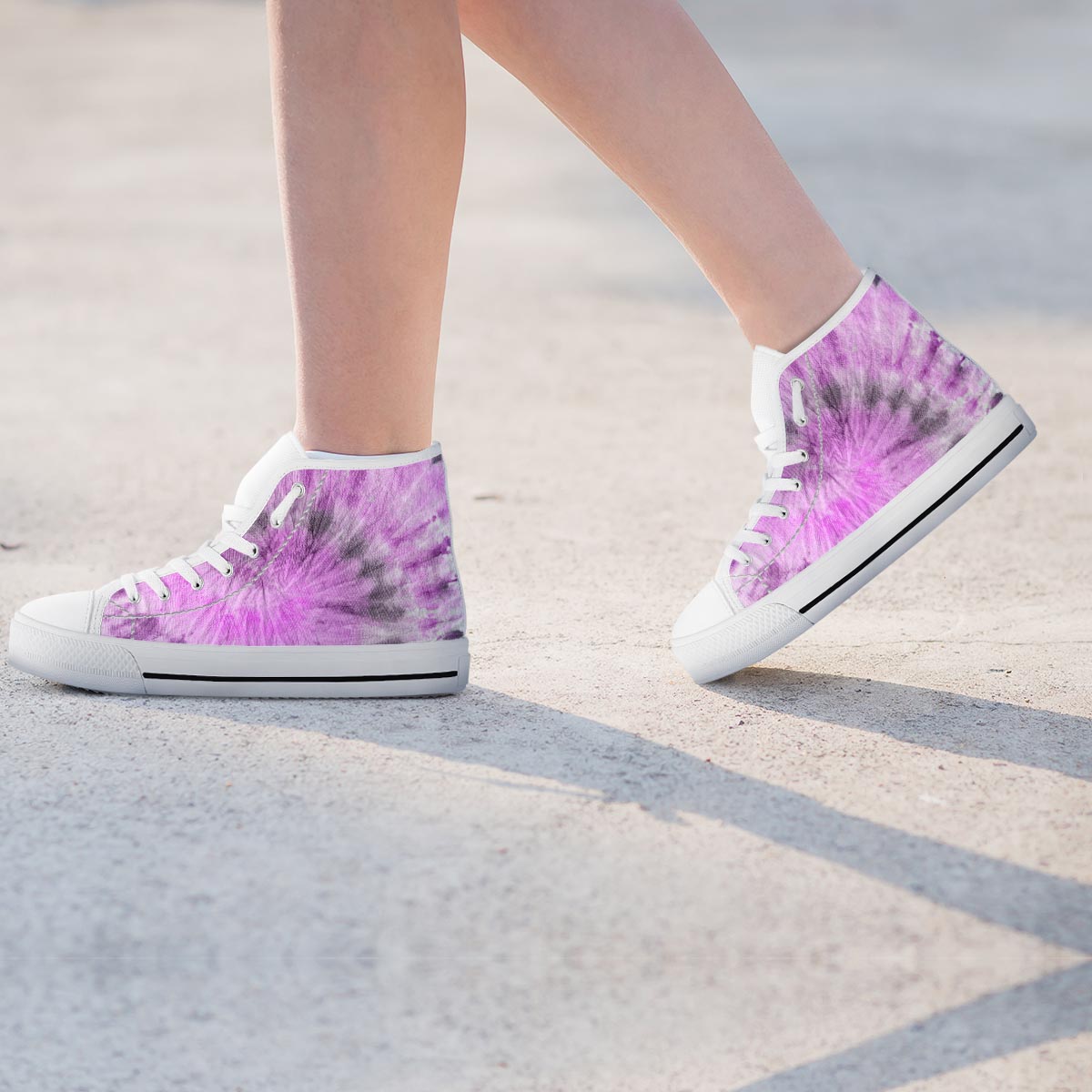 Black And Purple Tie Dye Women's High Top Shoes-grizzshop