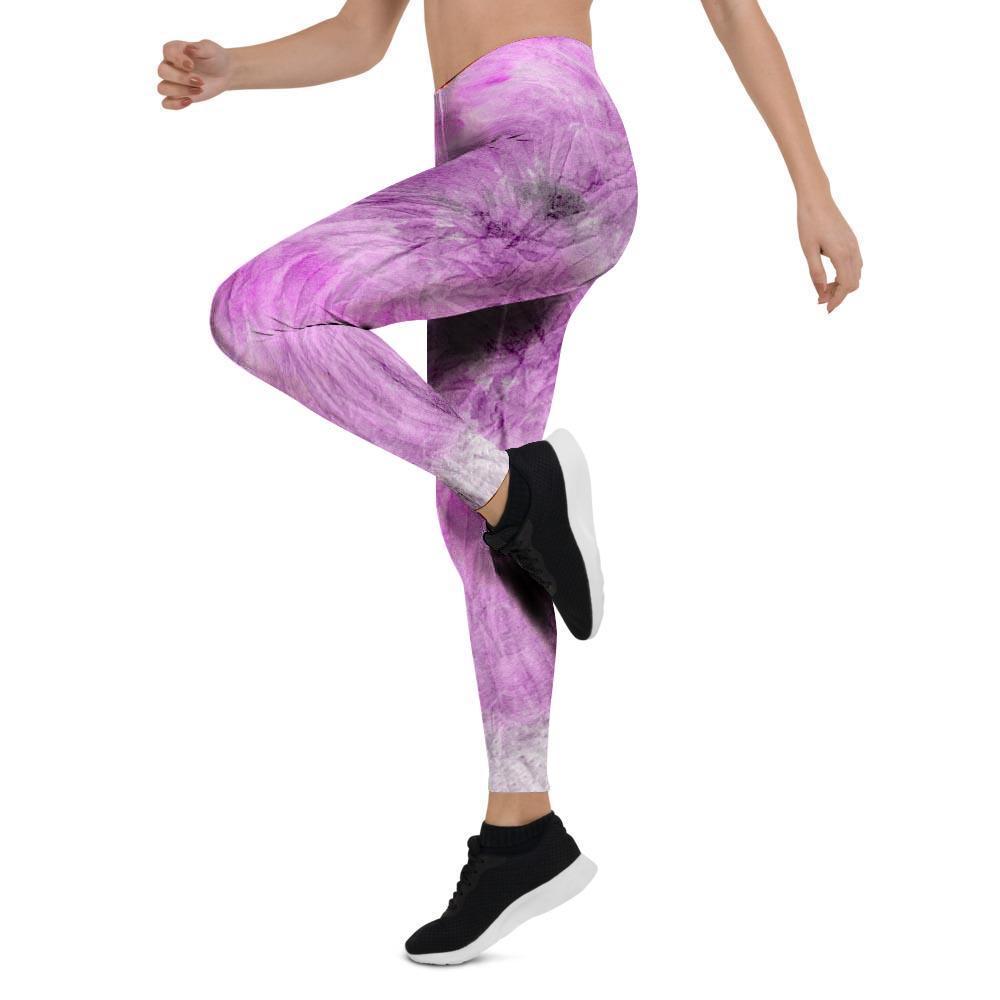 Black And Purple Tie Dye Women's Leggings-grizzshop