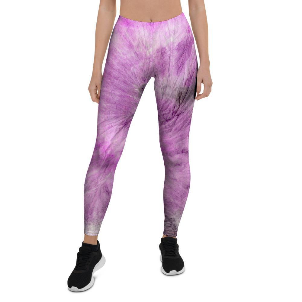 Black And Purple Tie Dye Women's Leggings-grizzshop