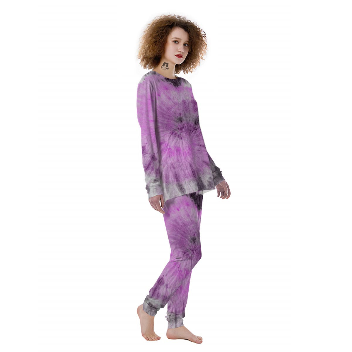 Black And Purple Tie Dye Women's Pajamas-grizzshop