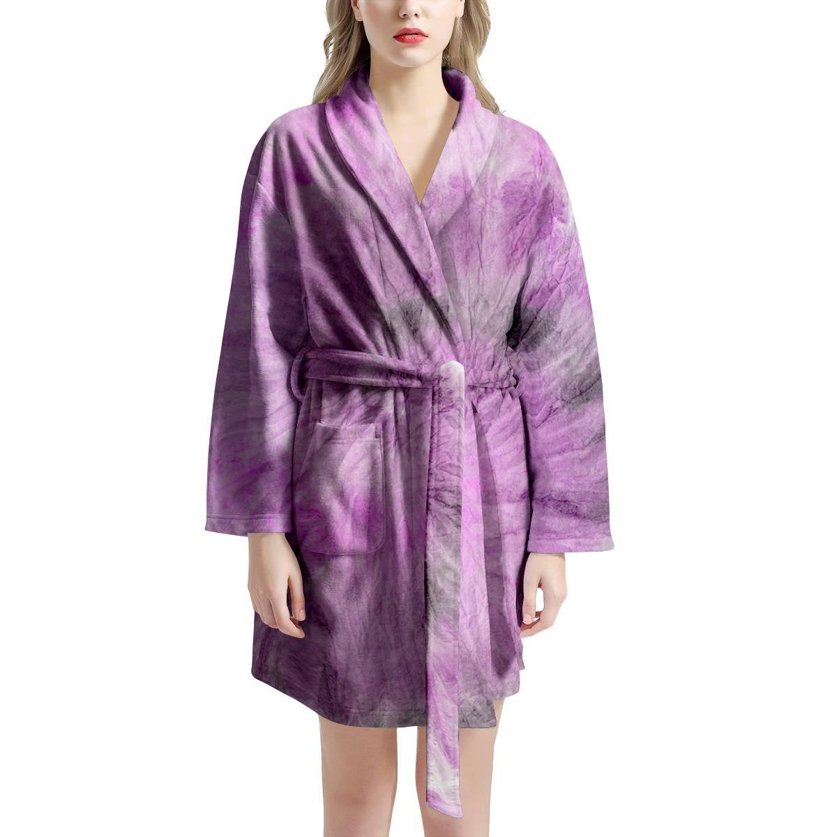 Black And Purple Tie Dye Women's Robe-grizzshop