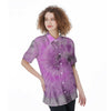 Black And Purple Tie Dye Women's Short Sleeve Shirts-grizzshop