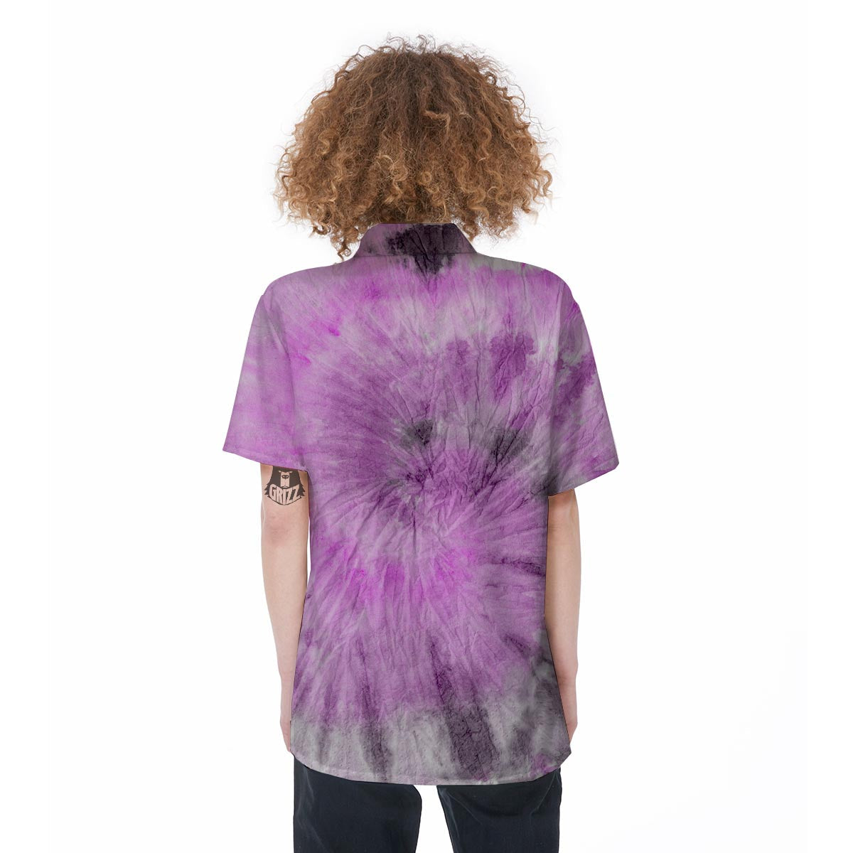 Black And Purple Tie Dye Women's Short Sleeve Shirts-grizzshop