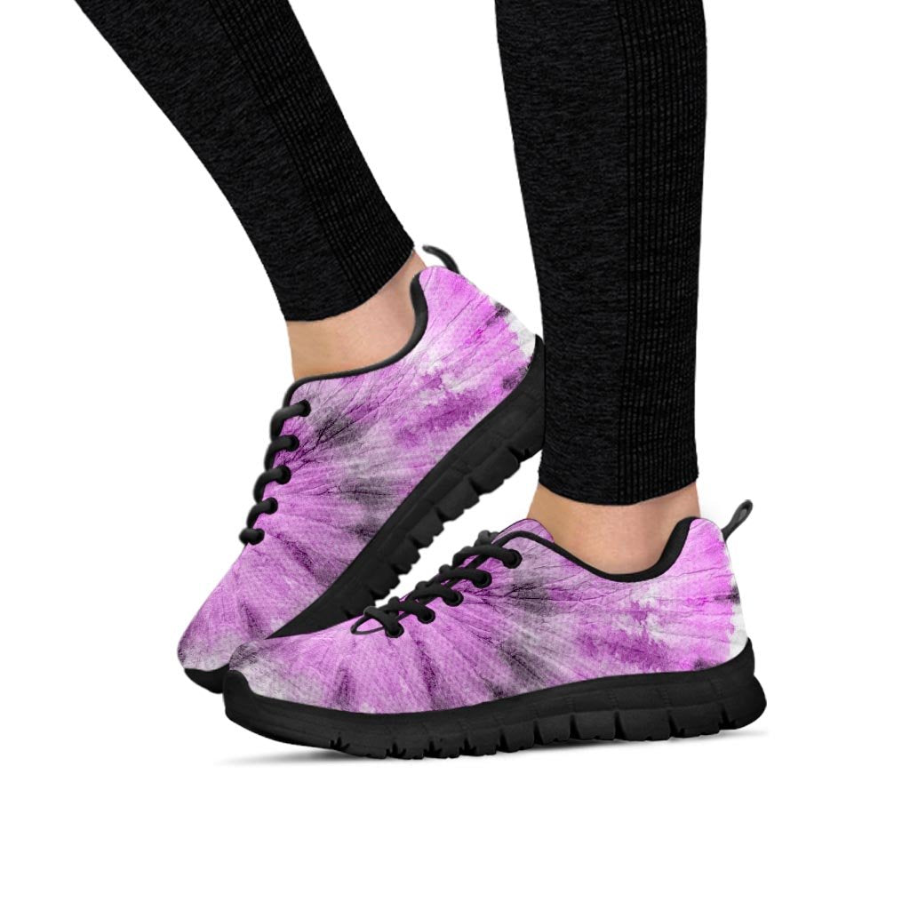 Black And Purple Tie Dye Women's Sneakers-grizzshop