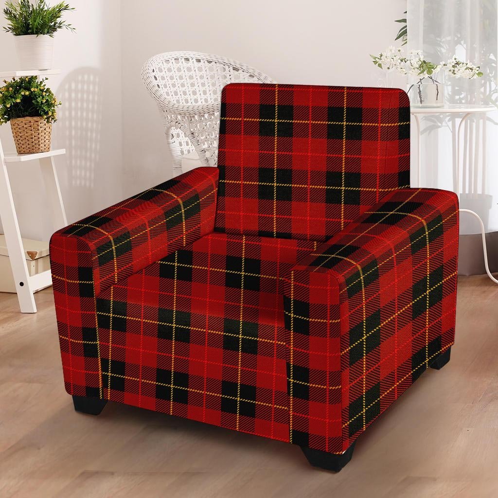 Black And Red Plaid Tartan Armchair Cover-grizzshop