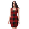 Black And Red Plaid Tartan Bodycon Dress-grizzshop