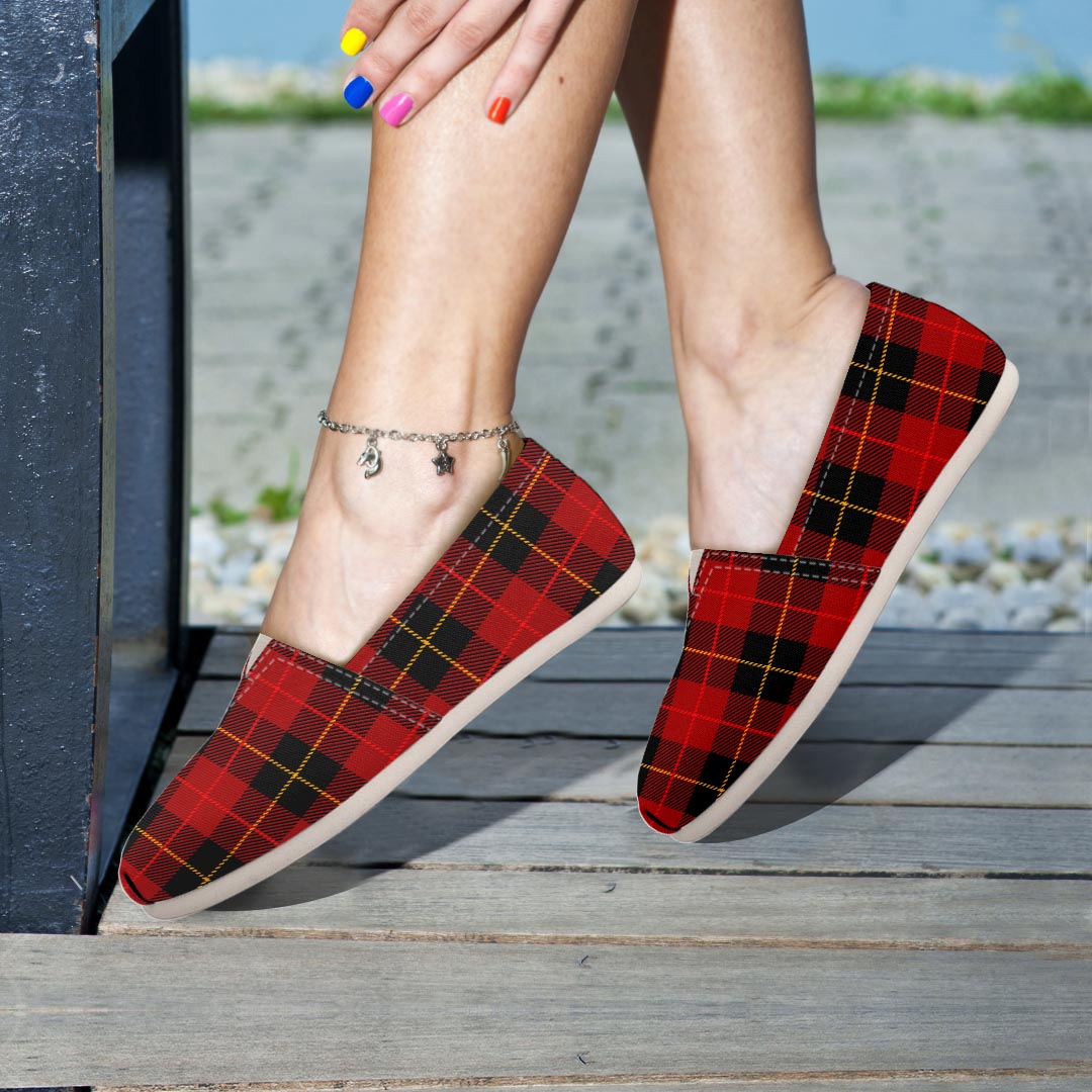 Black And Red Plaid Tartan Canvas Shoes-grizzshop