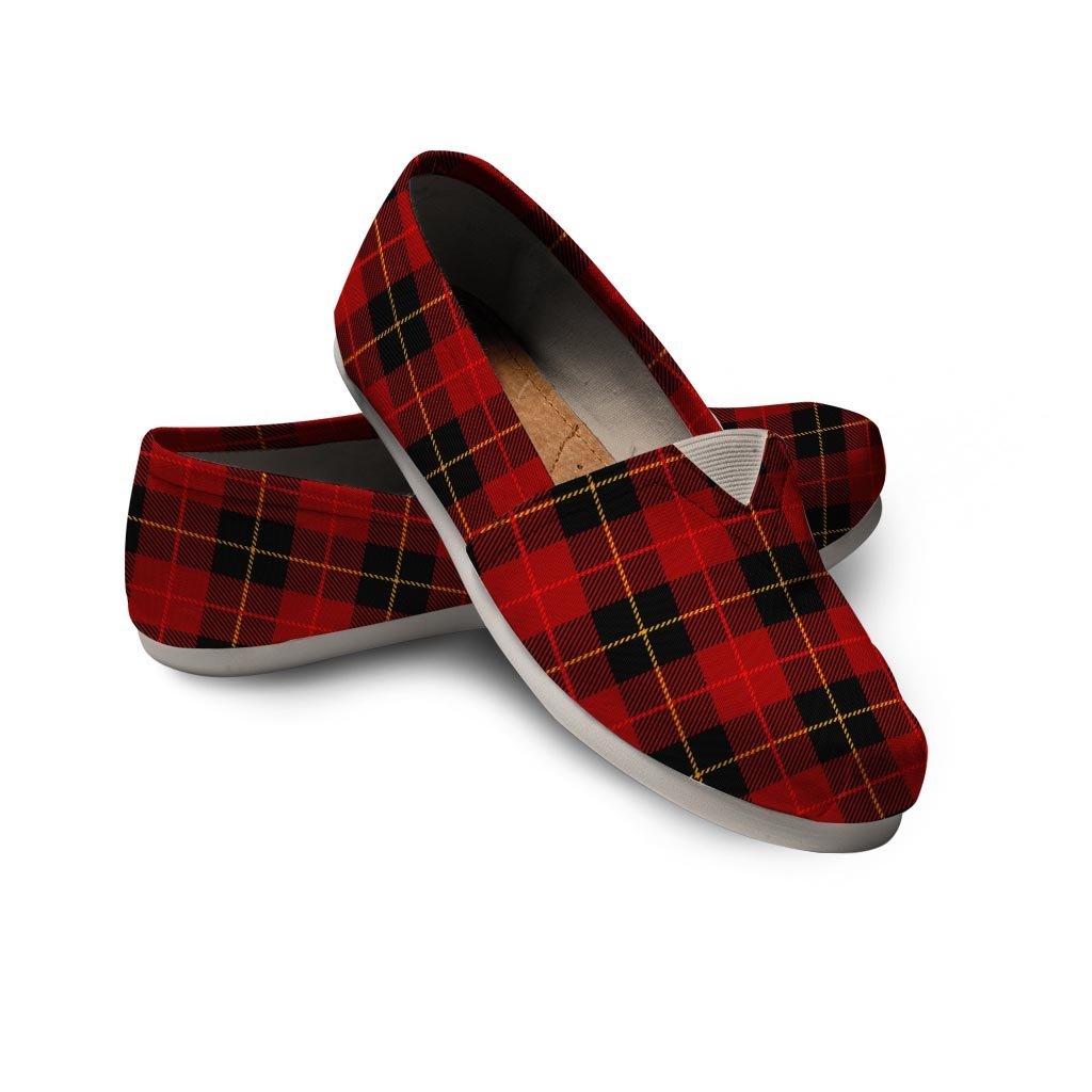 Black And Red Plaid Tartan Canvas Shoes-grizzshop