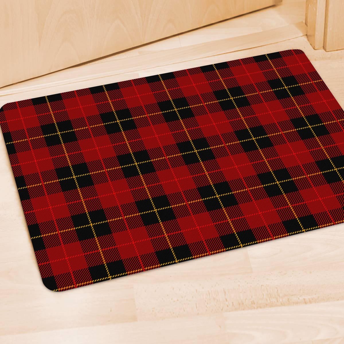 Black And Red Plaid Tartan Door Mat-grizzshop