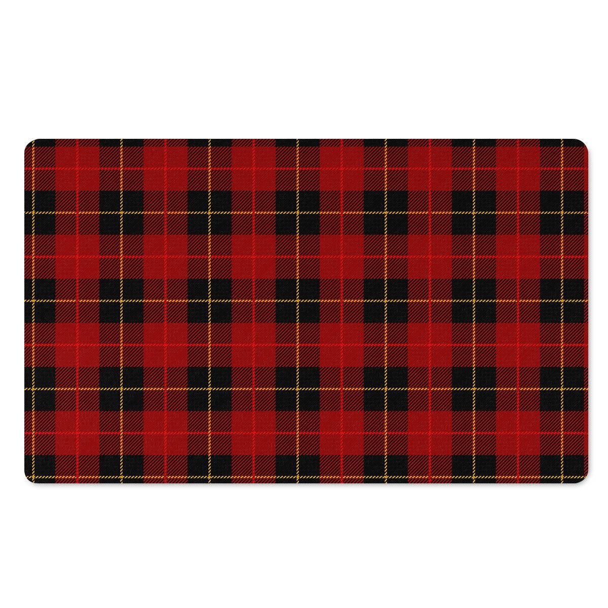 Black And Red Plaid Tartan Door Mat-grizzshop