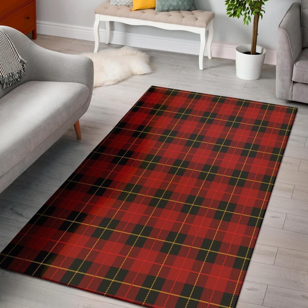 Black And Red Plaid Tartan Floor Mat-grizzshop