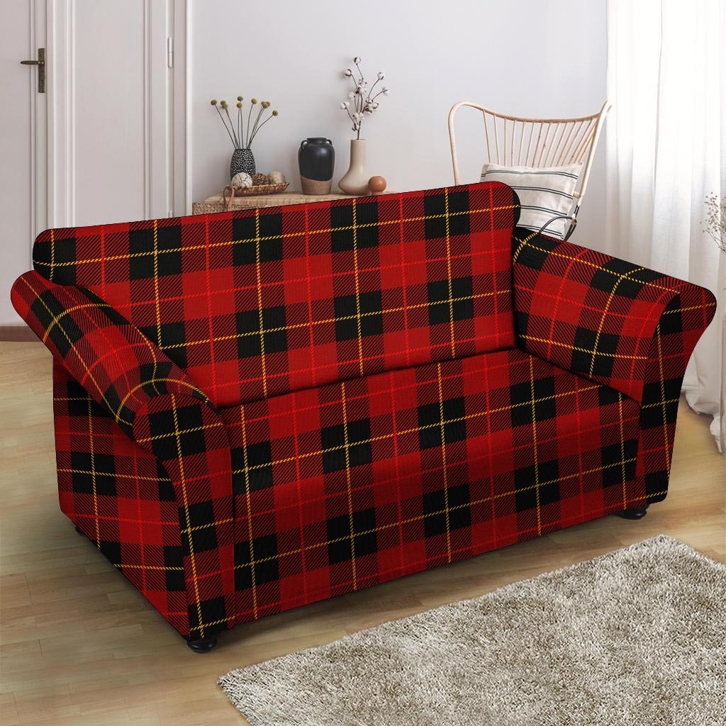 Black And Red Plaid Tartan Loveseat Cover-grizzshop