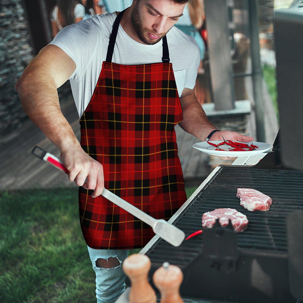 Black And Red Plaid Tartan Men's Apron-grizzshop