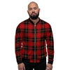 Black And Red Plaid Tartan Men's Bomber Jacket-grizzshop