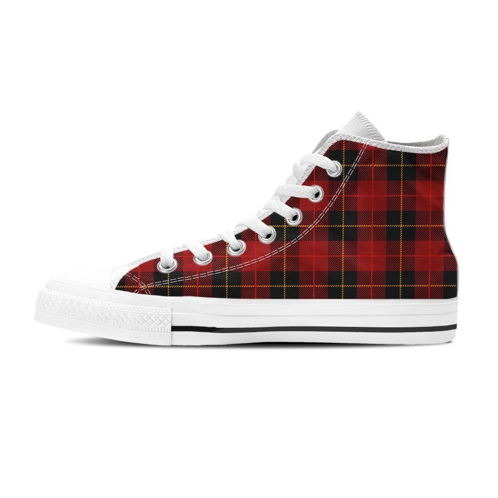 Black And Red Plaid Tartan Men's High Top Shoes-grizzshop