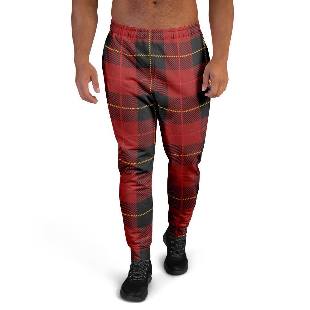 Black And Red Plaid Tartan Men's Joggers-grizzshop