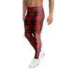 Black And Red Plaid Tartan Men's Leggings-grizzshop