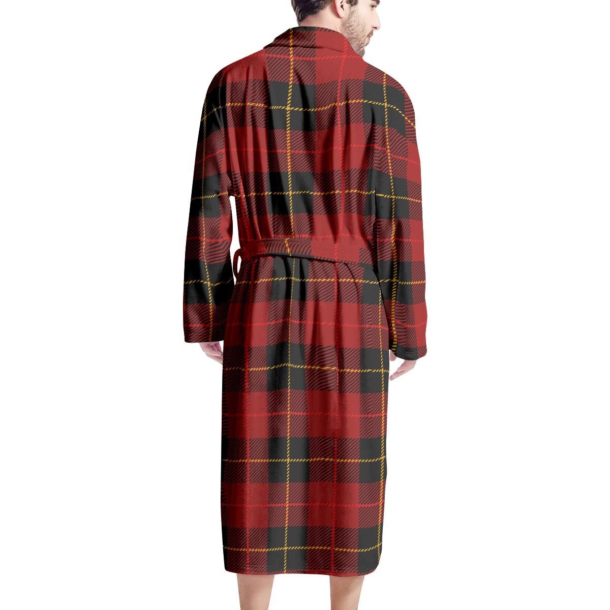 Black And Red Plaid Tartan Men's Robe-grizzshop