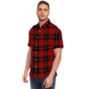 Black And Red Plaid Tartan Men's Short Sleeve Shirt-grizzshop