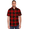 Black And Red Plaid Tartan Men's Short Sleeve Shirt-grizzshop