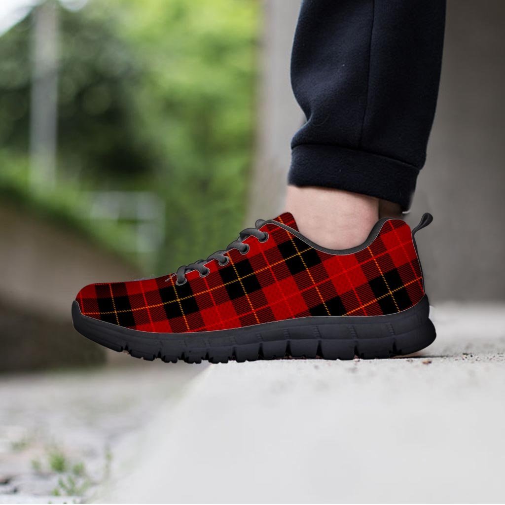 Black And Red Plaid Tartan Men's Sneakers-grizzshop