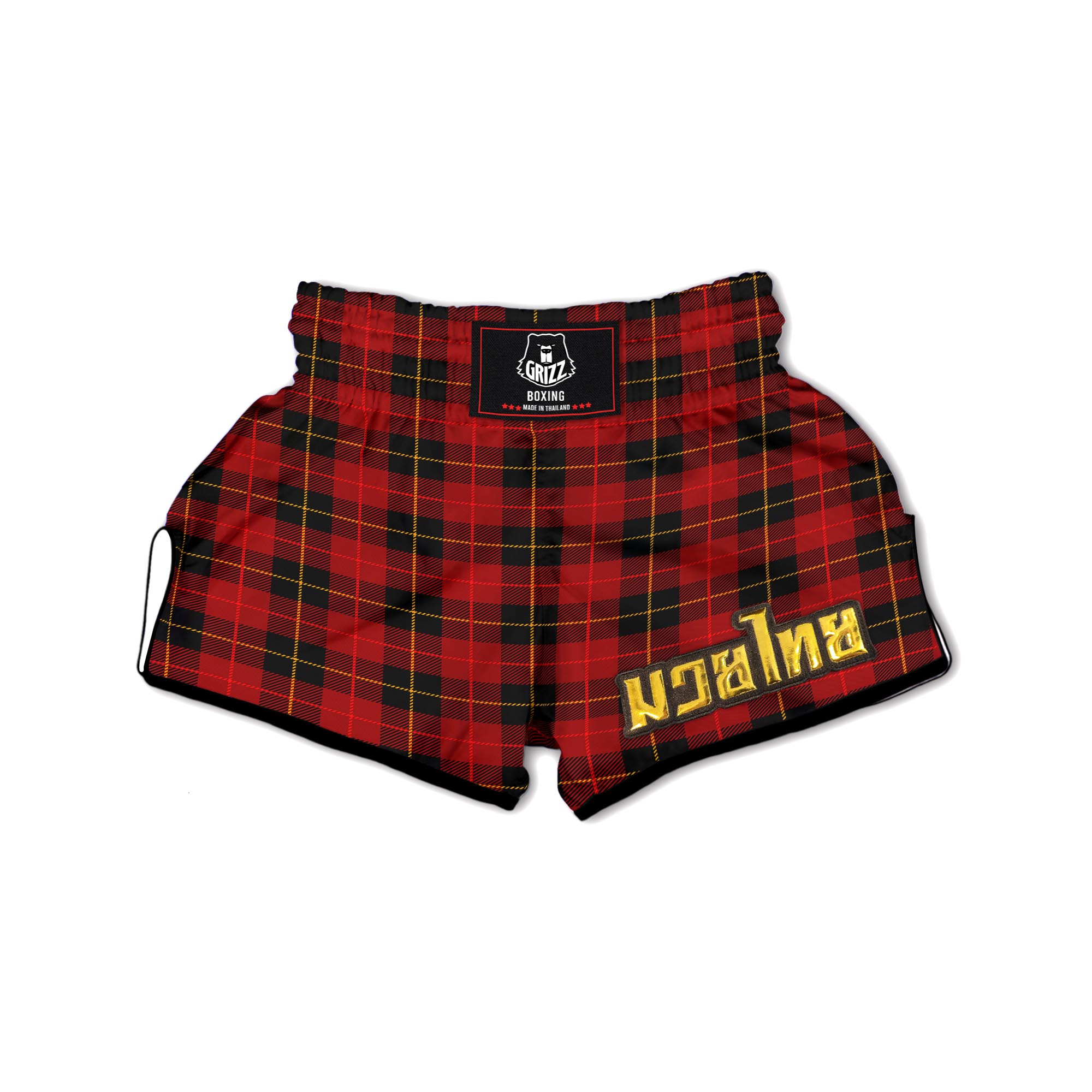 Black And Red Plaid Tartan Muay Thai Boxing Shorts-grizzshop