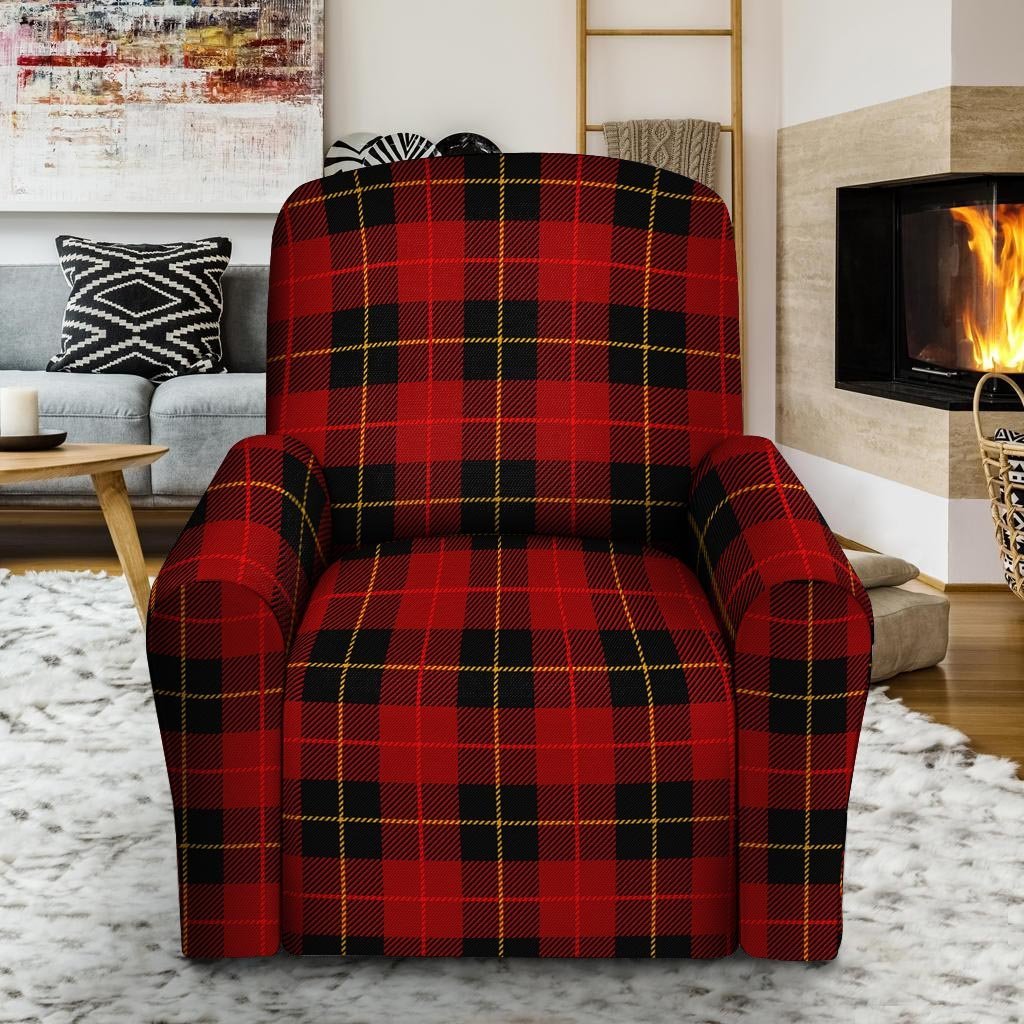 Black And Red Plaid Tartan Recliner Cover-grizzshop