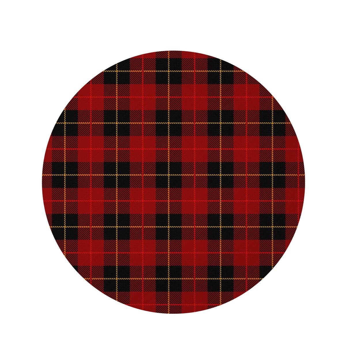 Black And Red Plaid Tartan Round Rug-grizzshop