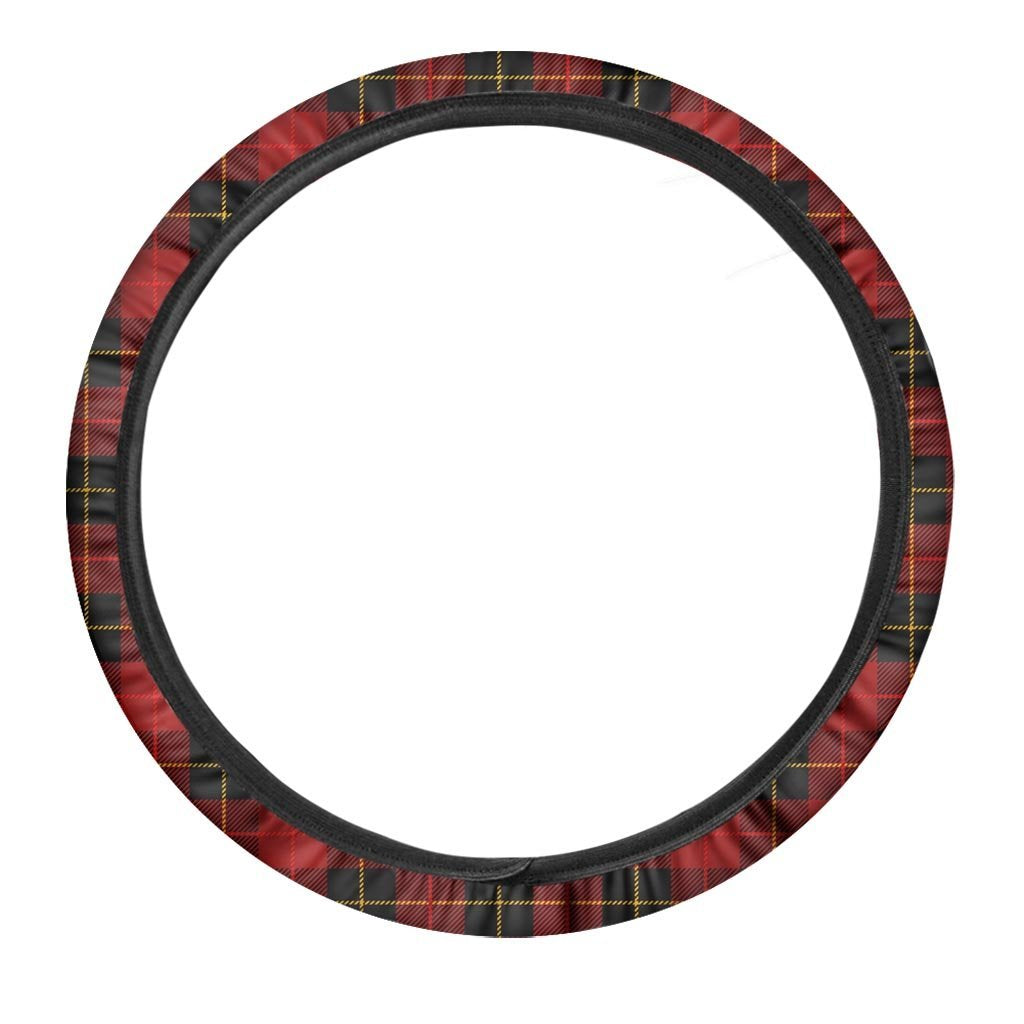 Black And Red Plaid Tartan Steering Wheel Cover-grizzshop