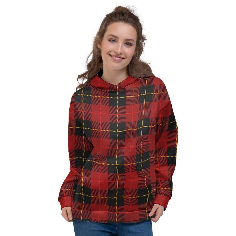 Black And Red Plaid Tartan Women's Hoodie-grizzshop